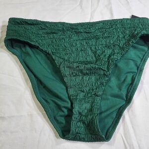 Bar III Green Bikini Swimsuit Bottom Womens Size Large Pucker Up Fiji Foliage